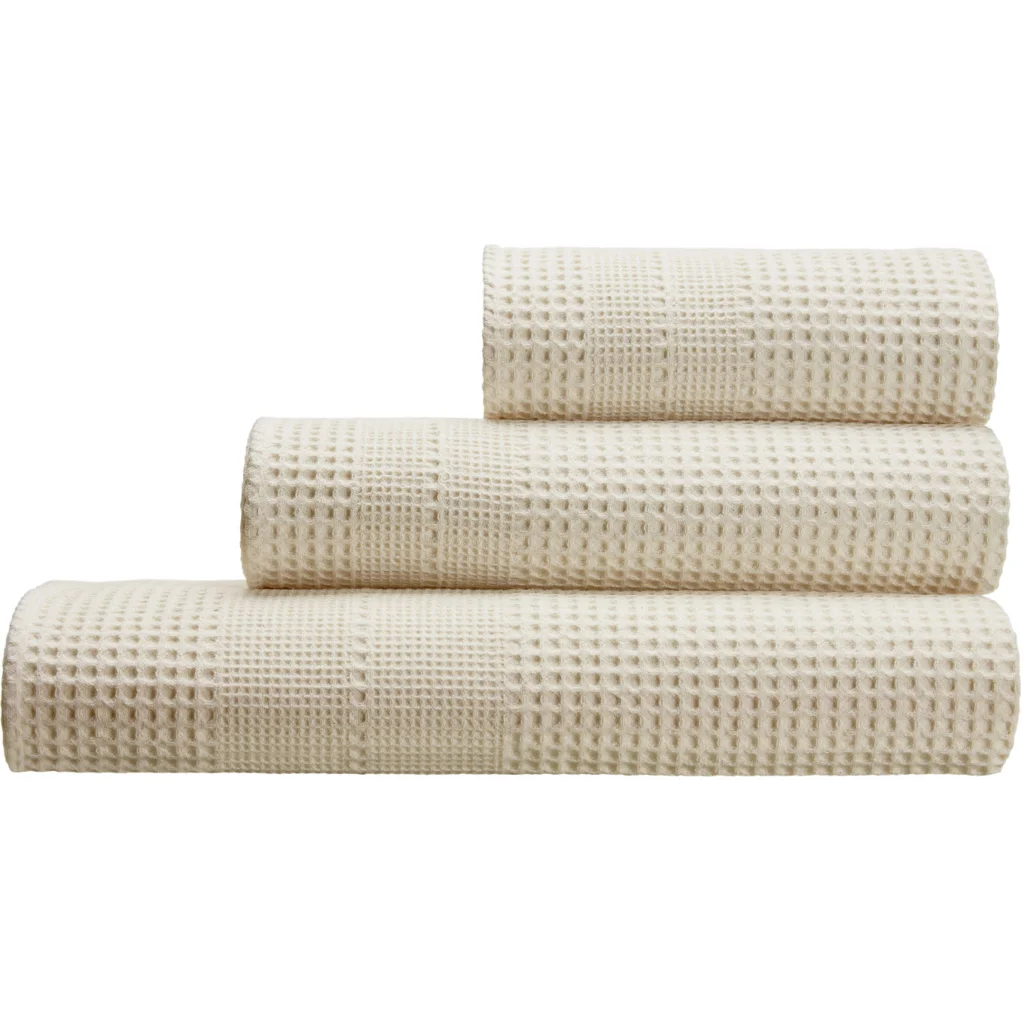 Bio Waffelpiqué Handtuch in Creme von Cotonea Größe 50x100 cm