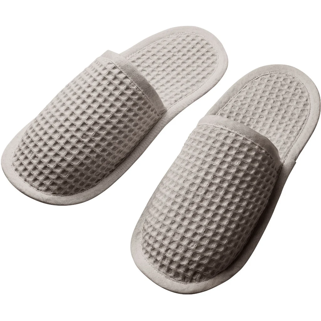 Bio Waffelpiqué Slipper in Leinen von Cotonea Größe S (37-39)