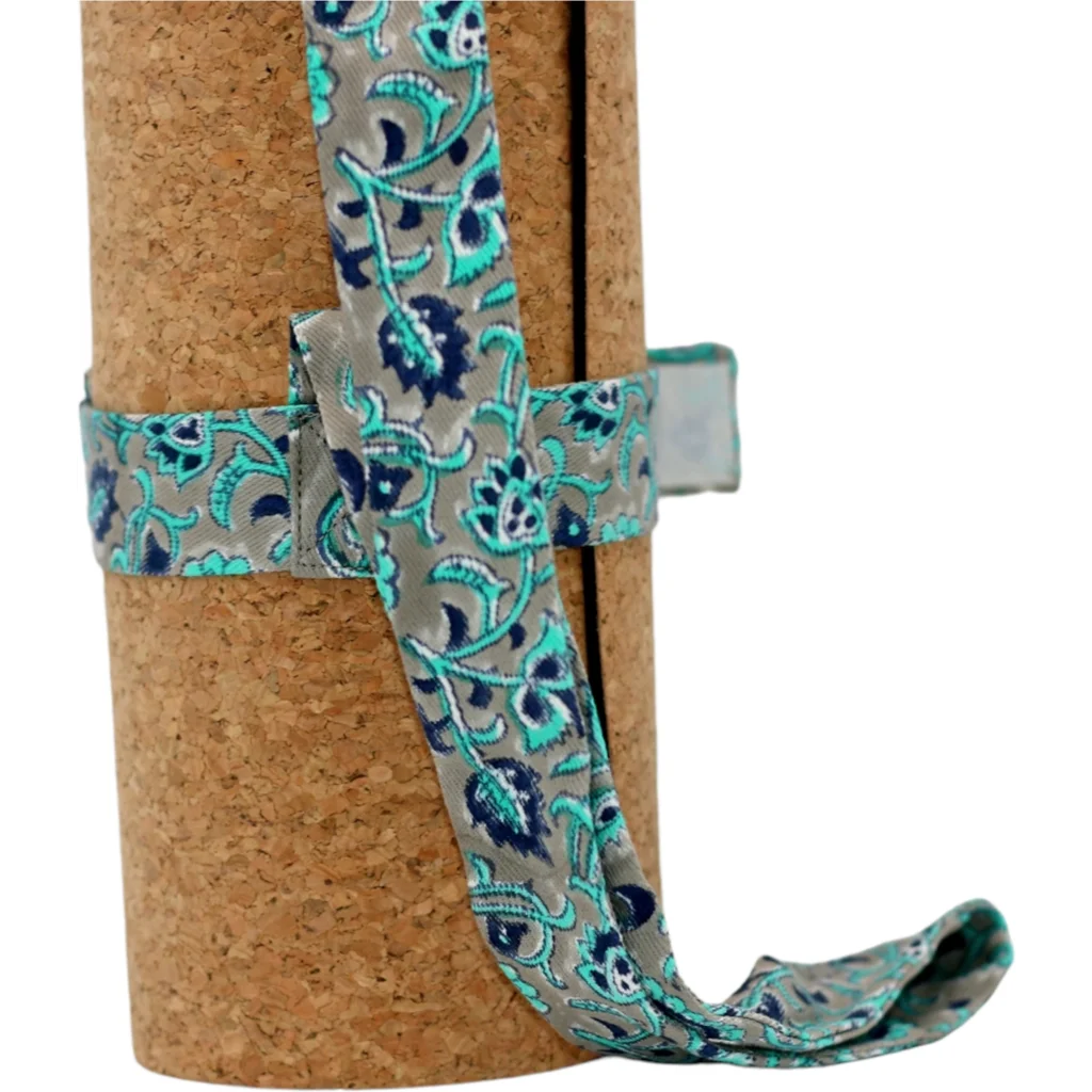 Bio Yogamatten Tragegurt bedruckt in Grau+Blau+Türkis Grau+Blau+Blau Muster Bedruckt von BAGHI Größe 96x3 cm