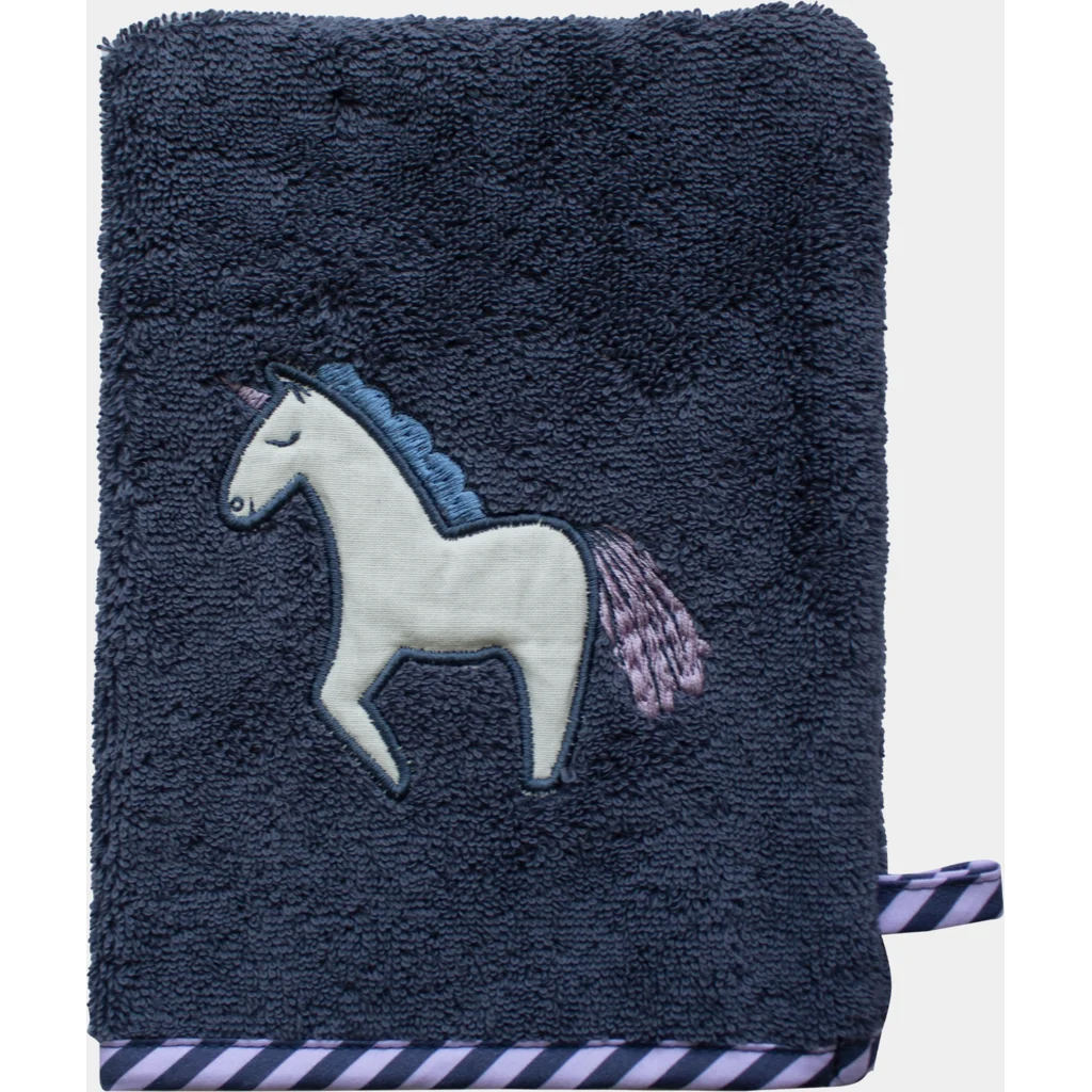 Frottier Baby-+Kinder-Waschhandschuh Einhorn in Dunkelblau Blau Muster Einhorn von KATHA covers Größe 16x21 cm