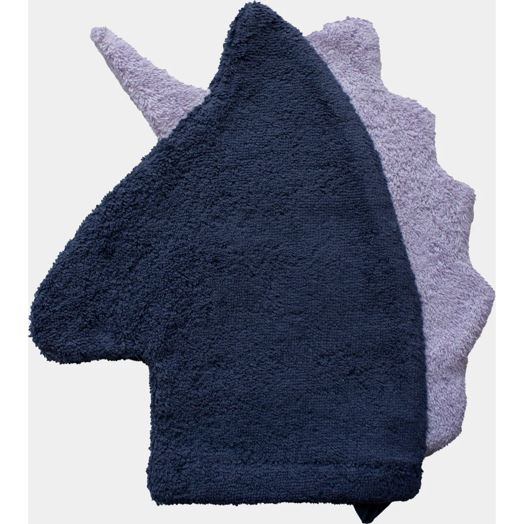 Frottier Baby-+Kinder-Waschhandschuh in Einhorn-Form in Dunkelblau Blau Muster Einhorn von KATHA covers Größe 28 cm