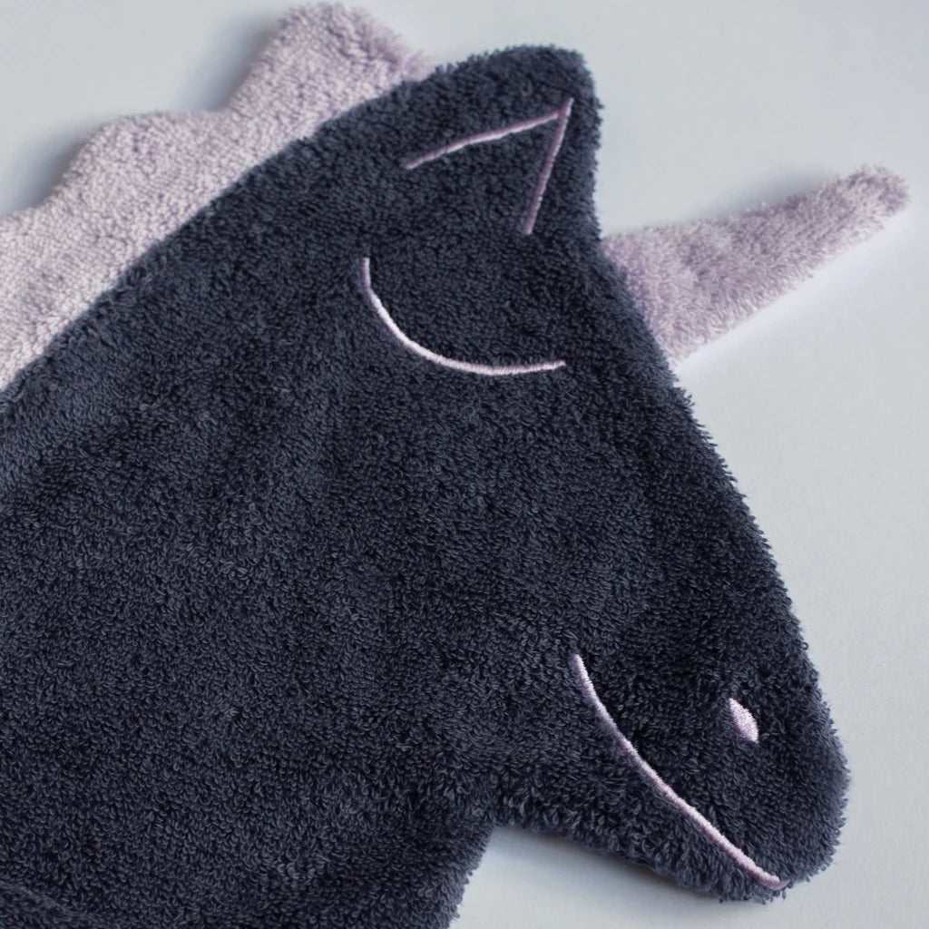 Frottier Baby-+Kinder-Waschhandschuh in Einhorn-Form in Dunkelblau Blau Muster Einhorn von KATHA covers Größe 28 cm