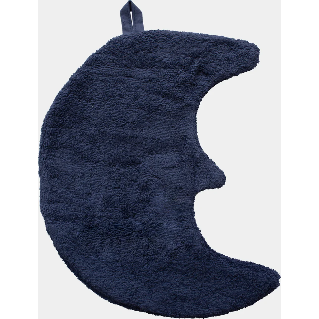 Frottier Baby-+Kinder-Waschhandschuh in Mond-Form in Dunkelblau Blau Muster Mond von KATHA covers Größe 28 cm