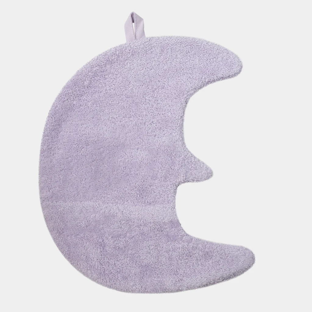 Frottier Baby-+Kinder-Waschhandschuh in Mond-Form in Flieder Muster Mond von KATHA covers Größe 28 cm