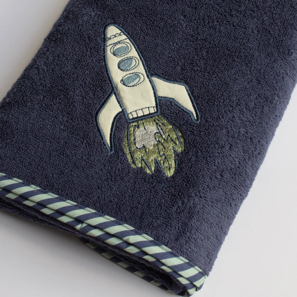Frottier Handtuch Rakete in Dunkelblau Blau Muster Rakete von KATHA covers Größe 50x100 cm