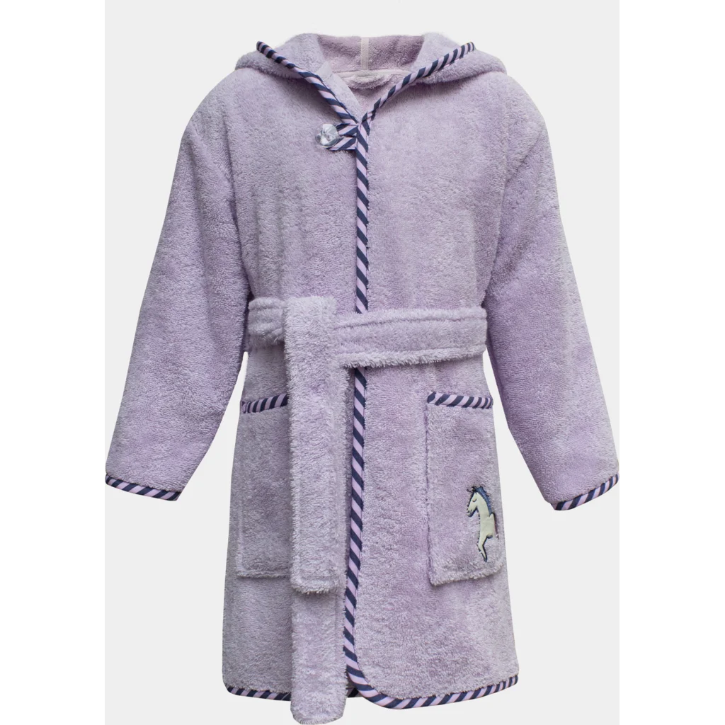 Frottier Kinder-Bademantel Einhorn in Flieder Muster Einhorn von KATHA covers Größe 98+104