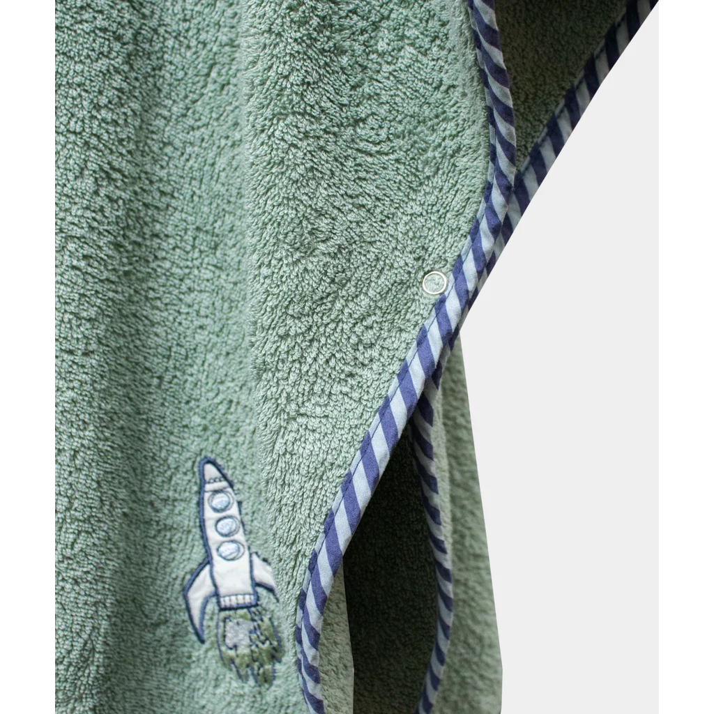 Frottier Kinder-Badeponcho Rakete in Grün Muster Rakete von KATHA covers Größe 55x70 cm