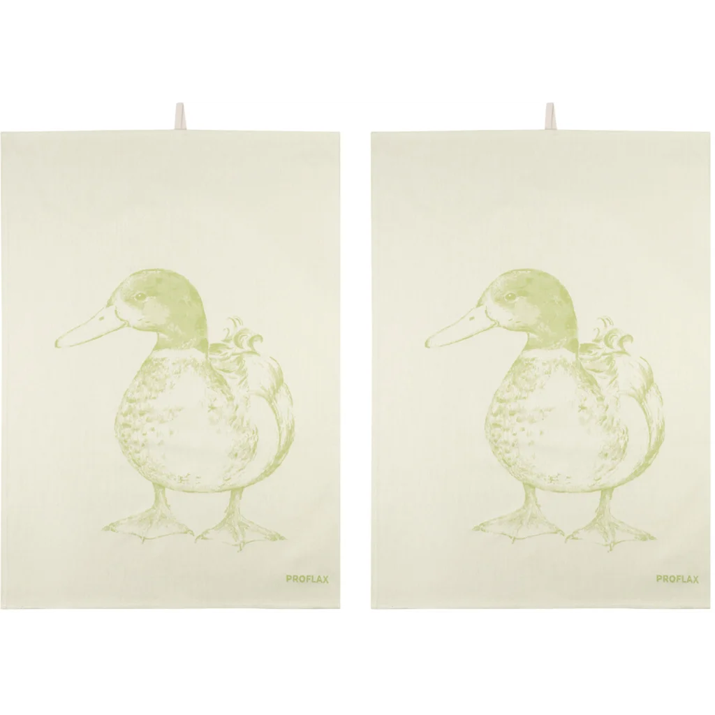 Geschirrtuch Ente 2er-Pack in Hellgrün Grün Muster Ente von Proflax Größe 50x70 cm
