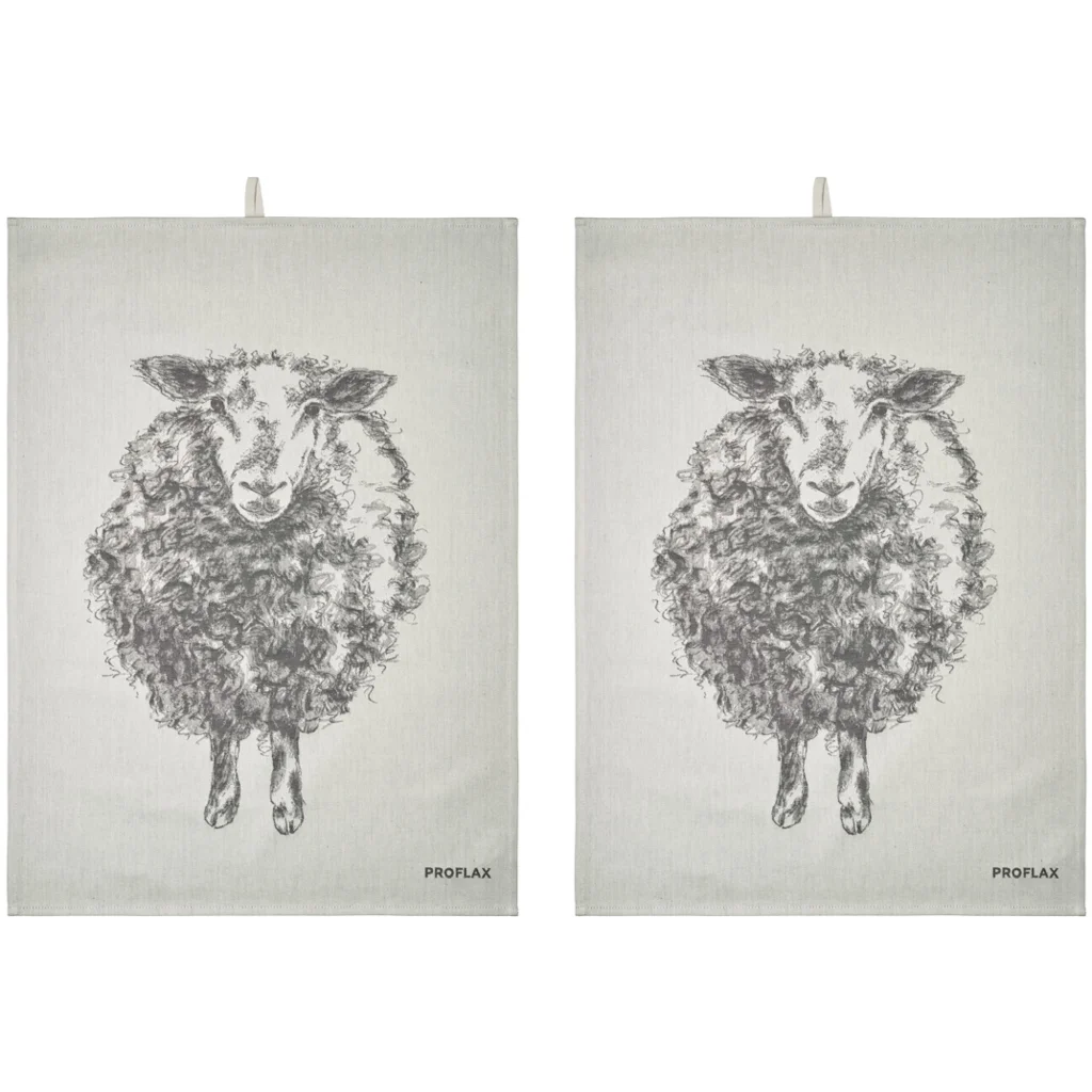Geschirrtuch Schaf 2er-Pack in Grau Muster Schaf von Proflax Größe 50x70 cm