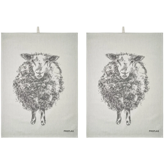 Geschirrtuch Schaf 2er-Pack in Grau Muster Schaf von Proflax Größe 50x70 cm