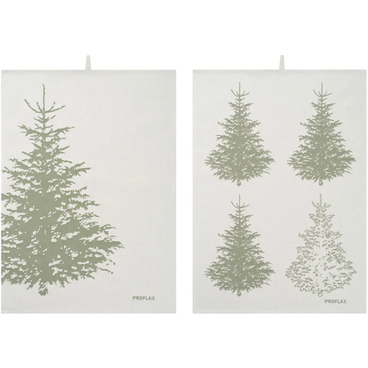 Geschirrtuch Tannenbaum 2er-Pack in Waldgrün Grün Muster Tannenbaum von Proflax Größe 50x70 cm