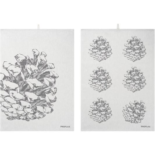 Geschirrtuch Zapfen 2er-Pack in Grau Muster Zapfen von Proflax Größe 50x70 cm