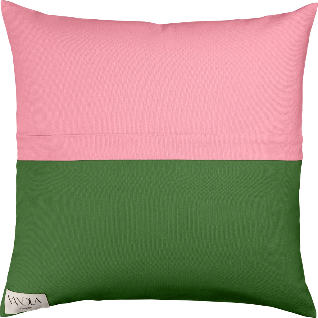 Modulare Kissenhülle Farbkombinationen mit Altrosa in Altrosa+Waldgrün Rosa+Grün von Vandla design Größe 50x50 cm