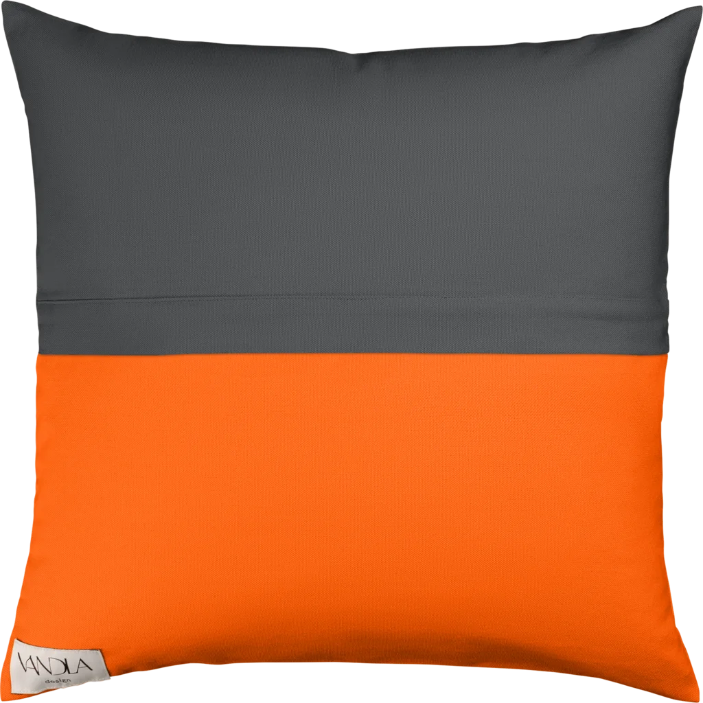 Modulare Kissenhülle Farbkombinationen mit Anthrazit in Anthrazit+Orange von Vandla design Größe 50x50 cm