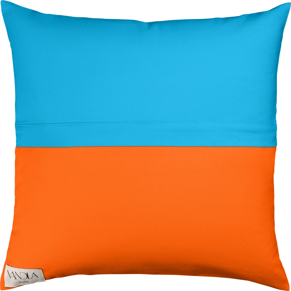 Modulare Kissenhülle Farbkombinationen mit Atlantik in Atlantik+Orange Blau+Orange von Vandla design Größe 50x50 cm