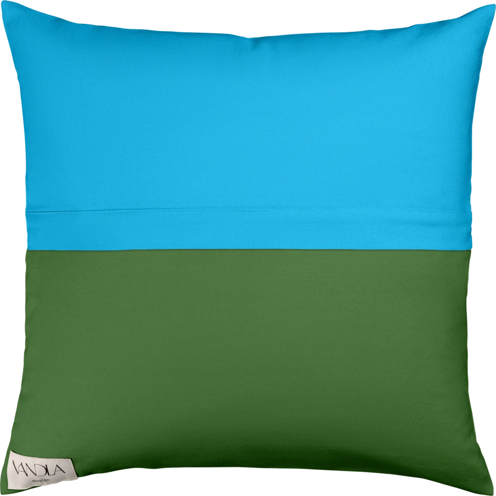 Modulare Kissenhülle Farbkombinationen mit Atlantik in Atlantik+Waldgrün Blau+Grün von Vandla design Größe 50x50 cm