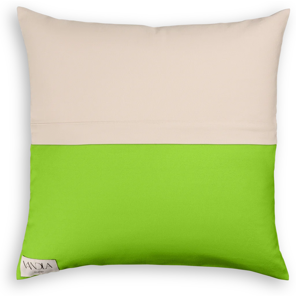 Modulare Kissenhülle Farbkombinationen mit Beige in Beige+Limette Beige+Grün von Vandla design Größe 50x50 cm