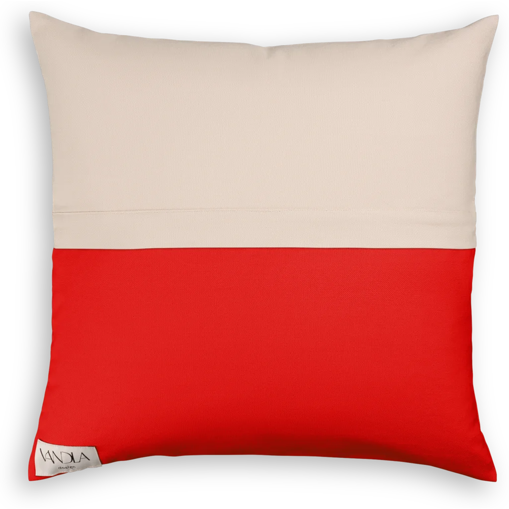 Modulare Kissenhülle Farbkombinationen mit Beige in Beige+Rot von Vandla design Größe 50x50 cm
