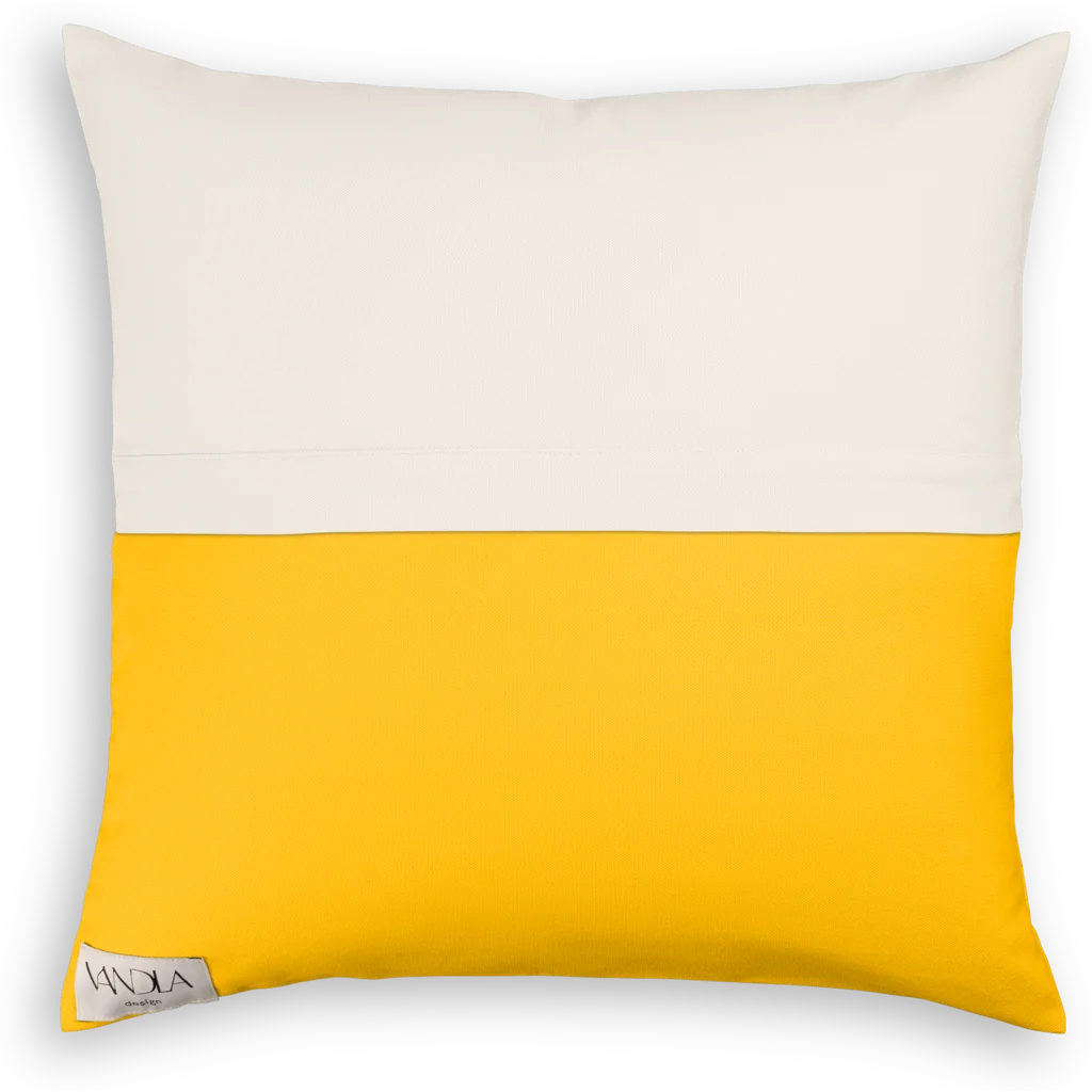 Modulare Kissenhülle Farbkombinationen mit Creme in Creme+Gelb von Vandla design Größe 50x50 cm