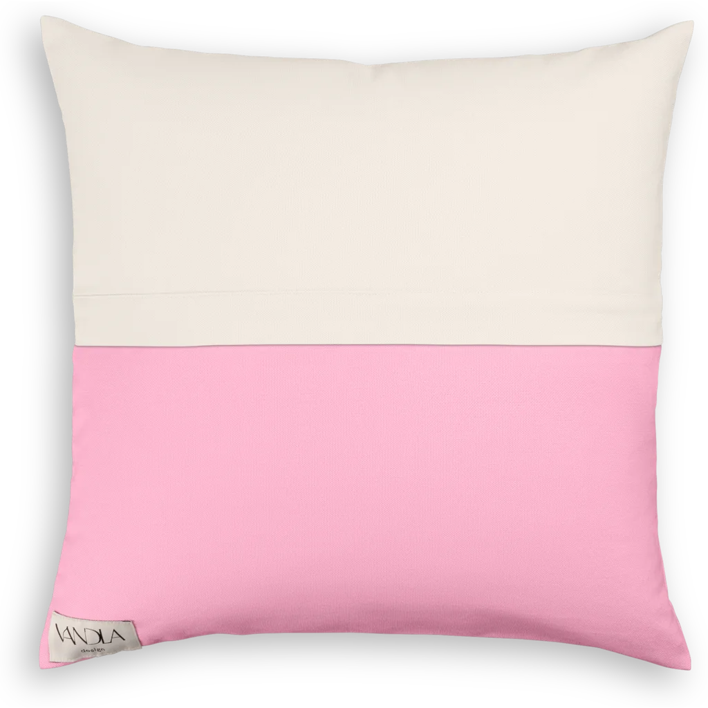 Modulare Kissenhülle Farbkombinationen mit Creme in Creme+Pink von Vandla design Größe 50x50 cm