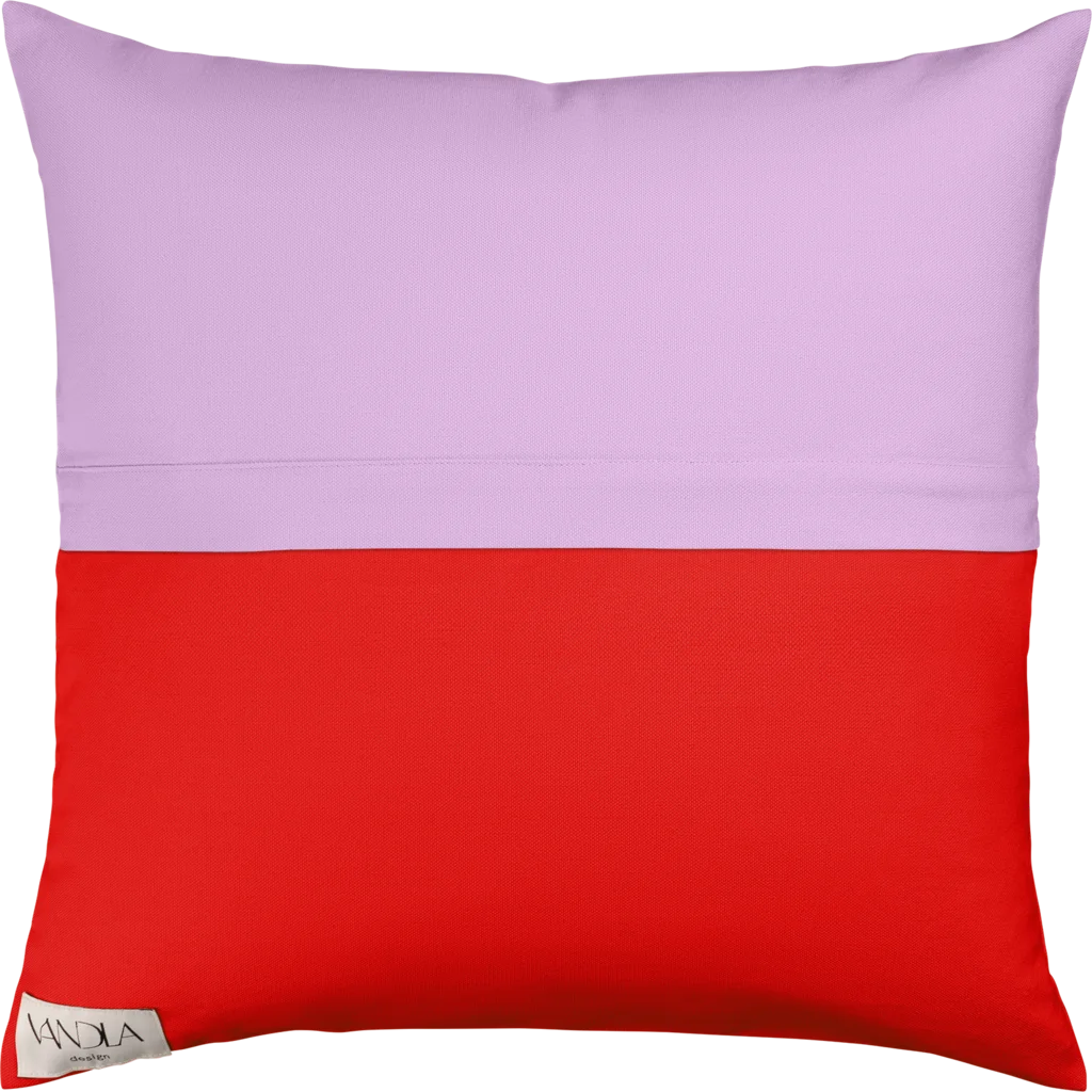 Modulare Kissenhülle Farbkombinationen mit Flieder in Flieder+Rot von Vandla design Größe 50x50 cm