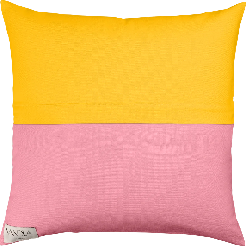 Modulare Kissenhülle Farbkombinationen mit Gelb in Gelb+Altrosa Gelb+Rosa von Vandla design Größe 50x50 cm