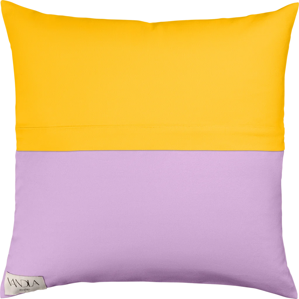 Modulare Kissenhülle Farbkombinationen mit Gelb in Gelb+Flieder von Vandla design Größe 50x50 cm