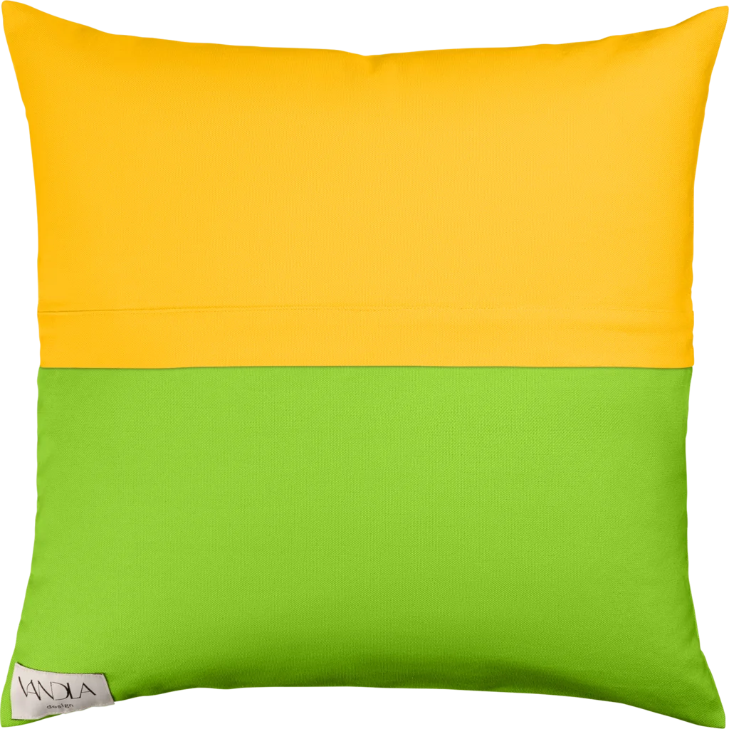 Modulare Kissenhülle Farbkombinationen mit Gelb in Gelb+Limette Gelb+Grün von Vandla design Größe 50x50 cm