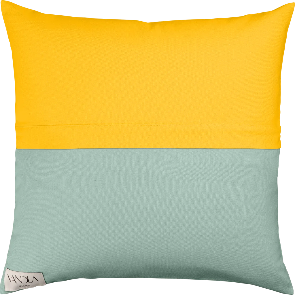Modulare Kissenhülle Farbkombinationen mit Gelb in Gelb+Mint von Vandla design Größe 50x50 cm