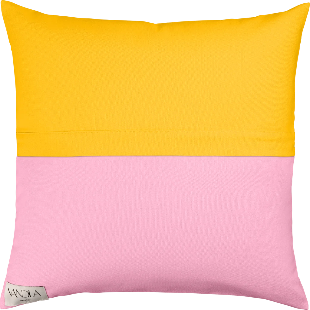 Modulare Kissenhülle Farbkombinationen mit Gelb in Gelb+Pink von Vandla design Größe 50x50 cm