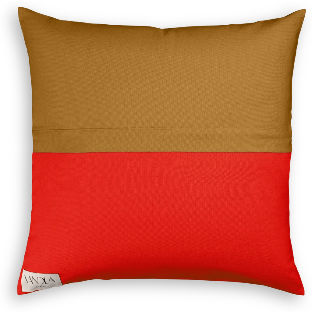 Modulare Kissenhülle Farbkombinationen mit Hellbraun in Hellbraun+Rot Braun+Rot von Vandla design Größe 50x50 cm