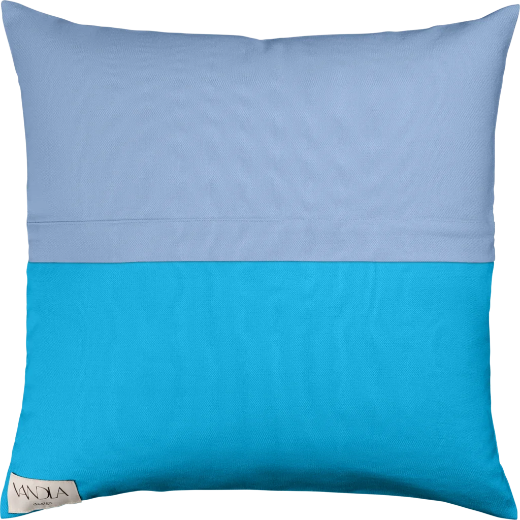 Modulare Kissenhülle Farbkombinationen mit Jeansblau in Jeansblau+Atlantik Blau+Blau von Vandla design Größe 50x50 cm