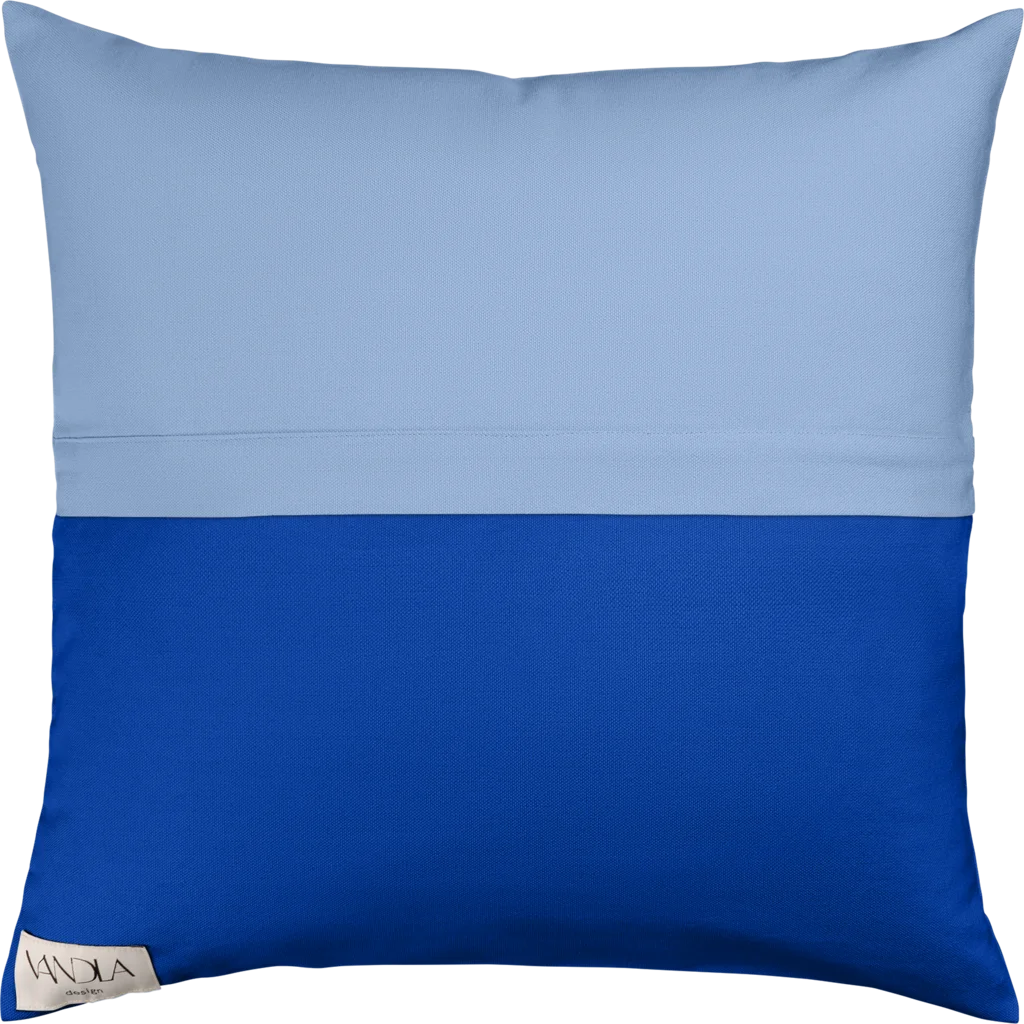 Modulare Kissenhülle Farbkombinationen mit Jeansblau in Jeansblau+Kobalt Blau+Blau von Vandla design Größe 50x50 cm