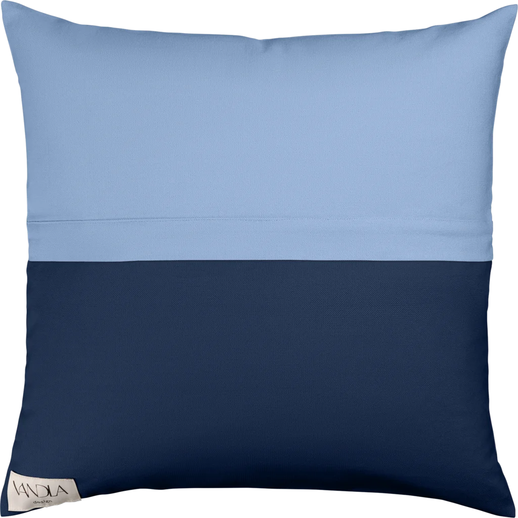 Modulare Kissenhülle Farbkombinationen mit Jeansblau in Jeansblau+Marine Blau+Blau von Vandla design Größe 50x50 cm