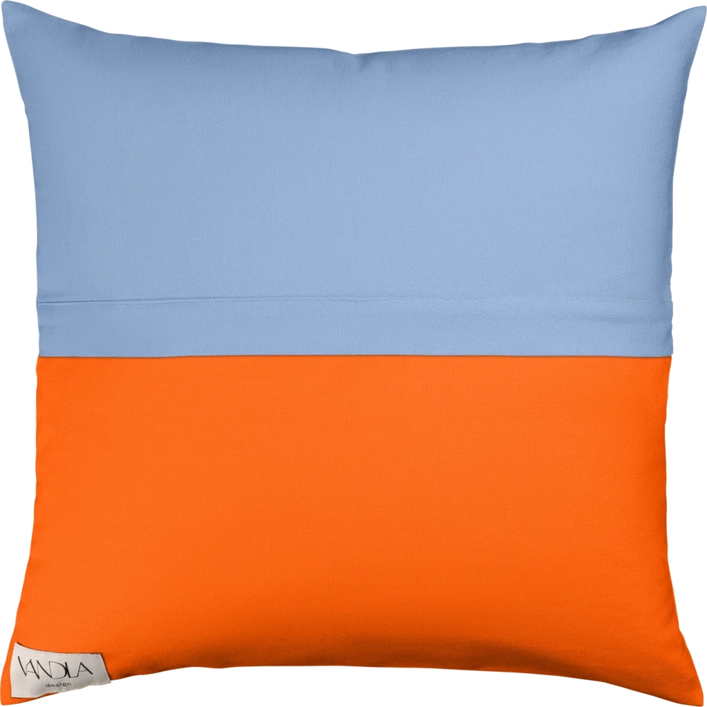 Modulare Kissenhülle Farbkombinationen mit Jeansblau in Jeansblau+Orange Blau+Orange von Vandla design Größe 50x50 cm