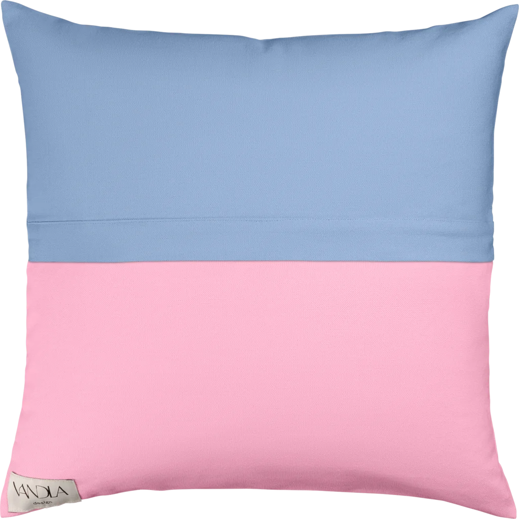 Modulare Kissenhülle Farbkombinationen mit Jeansblau in Jeansblau+Pink Blau+Pink von Vandla design Größe 50x50 cm