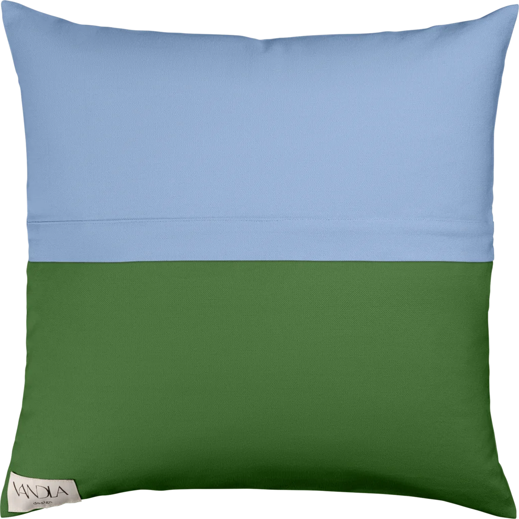 Modulare Kissenhülle Farbkombinationen mit Jeansblau in Jeansblau+Waldgrün Blau+Grün von Vandla design Größe 50x50 cm