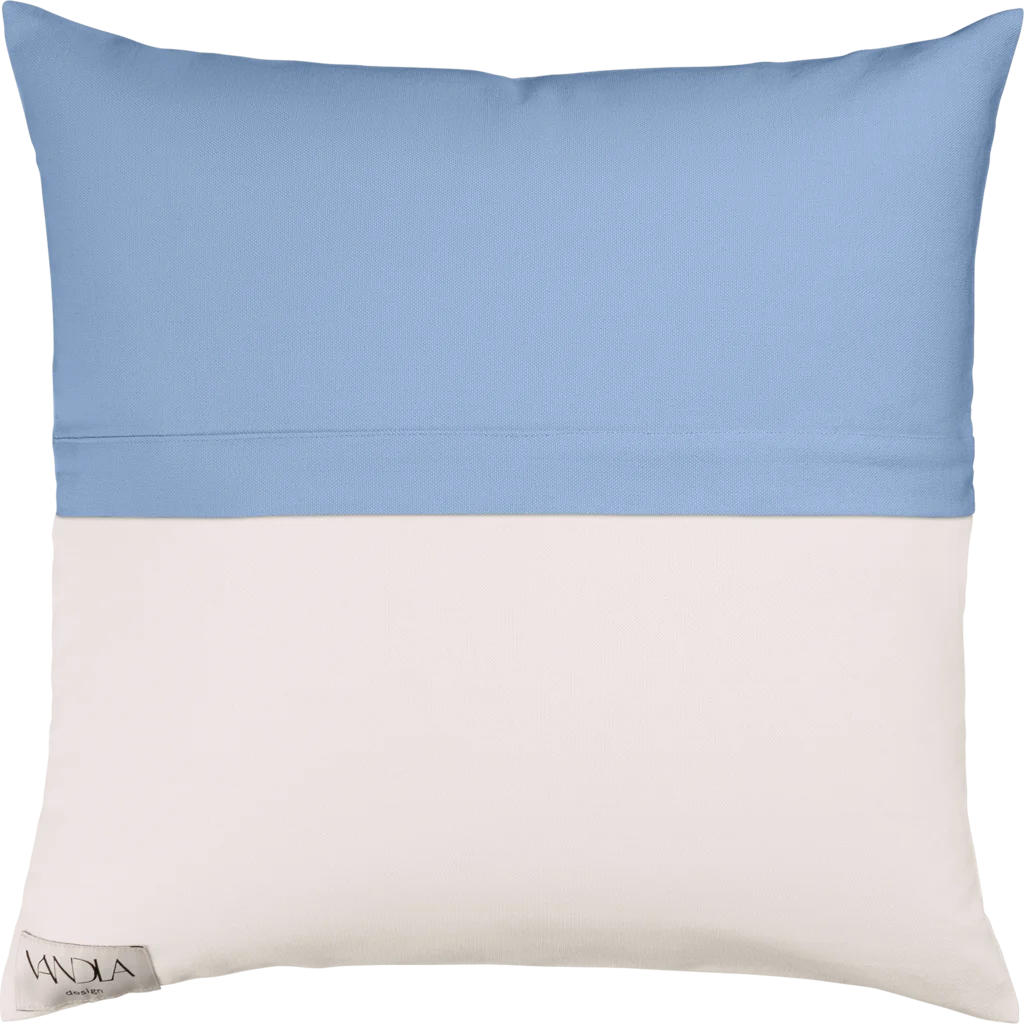 Modulare Kissenhülle Farbkombinationen mit Jeansblau in Jeansblau+Weiß Blau+Weiß von Vandla design Größe 50x50 cm