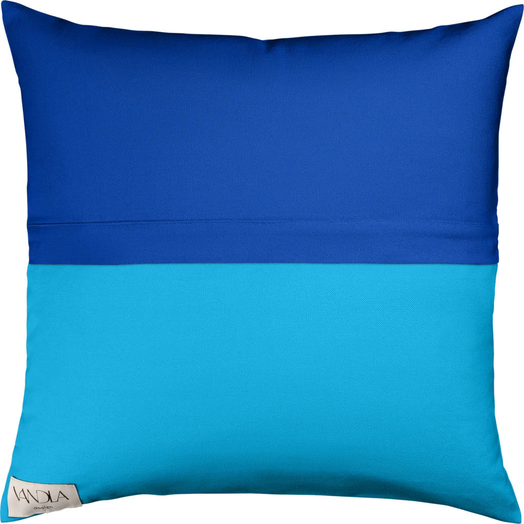 Modulare Kissenhülle Farbkombinationen mit Kobalt in Kobalt+Atlantik Blau+Blau von Vandla design Größe 50x50 cm