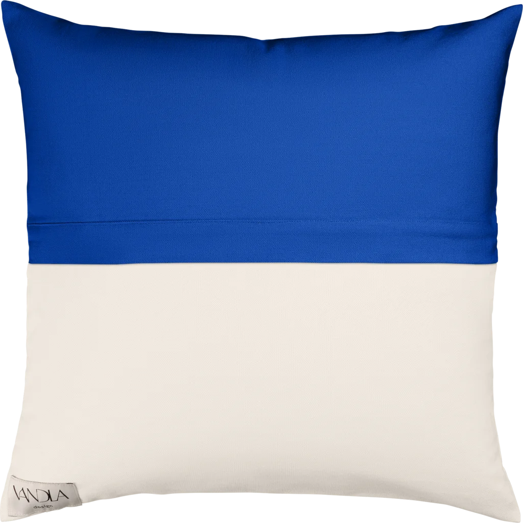 Modulare Kissenhülle Farbkombinationen mit Kobalt in Kobalt+Creme Blau+Creme von Vandla design Größe 50x50 cm