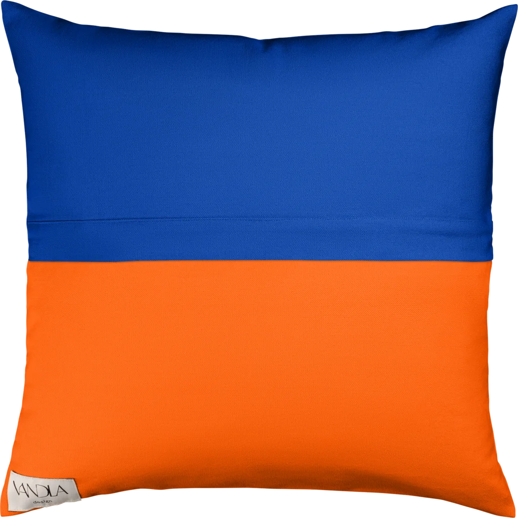 Modulare Kissenhülle Farbkombinationen mit Kobalt in Kobalt+Orange Blau+Orange von Vandla design Größe 50x50 cm