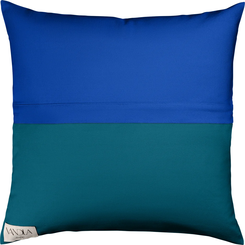 Modulare Kissenhülle Farbkombinationen mit Kobalt in Kobalt+Petrol Blau+Blau von Vandla design Größe 50x50 cm