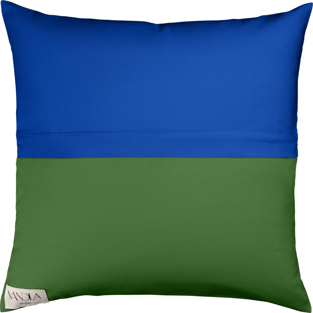 Modulare Kissenhülle Farbkombinationen mit Kobalt in Kobalt+Waldgrün Blau+Grün von Vandla design Größe 50x50 cm