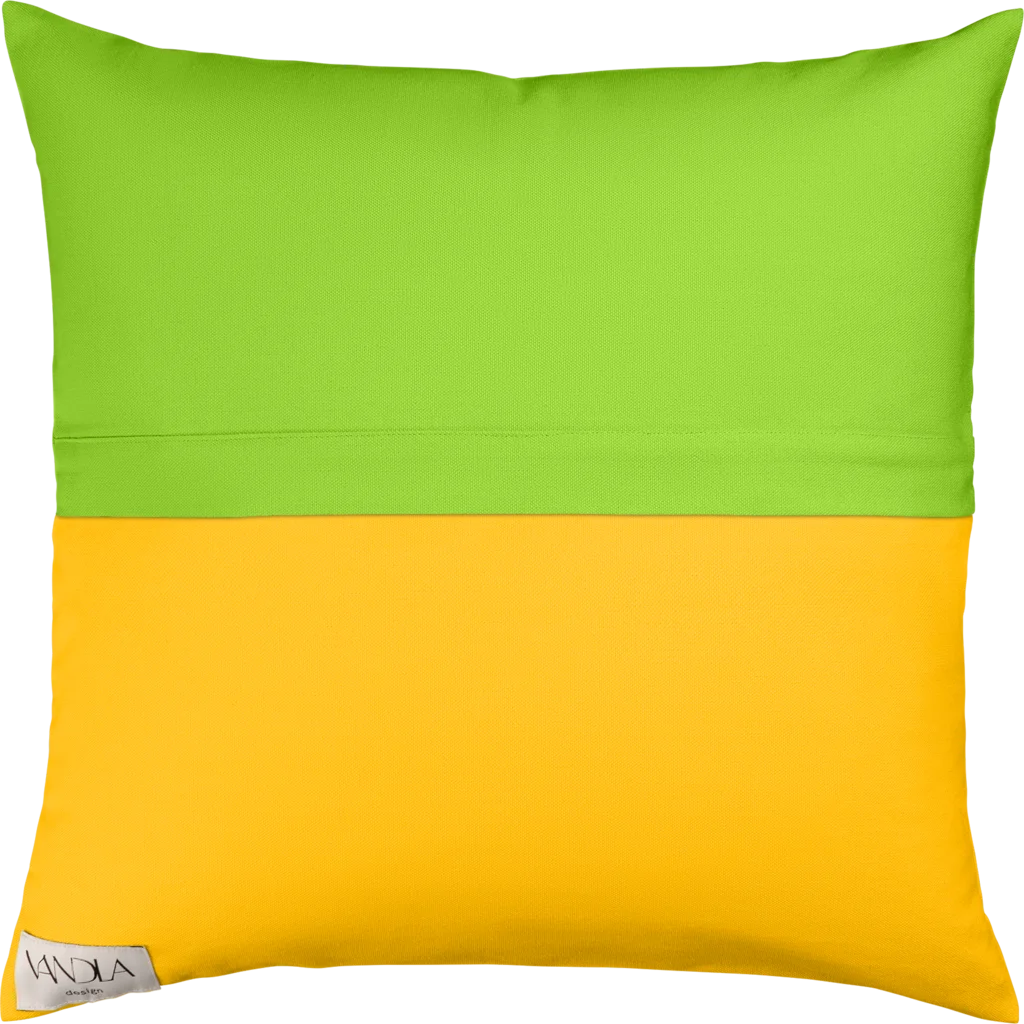 Modulare Kissenhülle Farbkombinationen mit Limette in Limette+Gelb Grün+Gelb von Vandla design Größe 50x50 cm