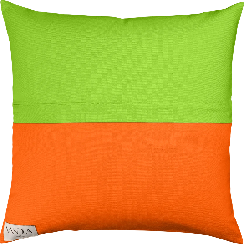 Modulare Kissenhülle Farbkombinationen mit Limette in Limette+Orange Grün+Orange von Vandla design Größe 50x50 cm