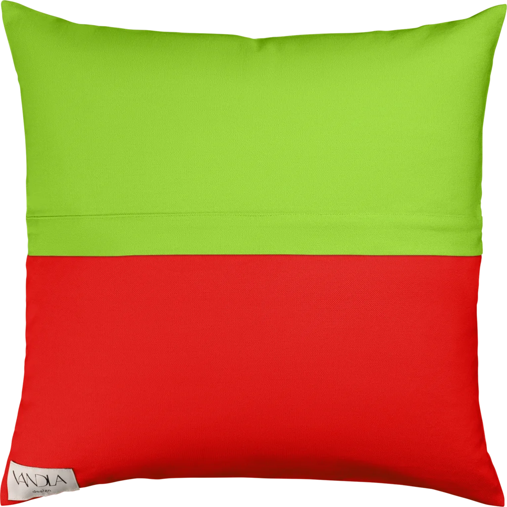 Modulare Kissenhülle Farbkombinationen mit Limette in Limette+Rot Grün+Rot von Vandla design Größe 50x50 cm