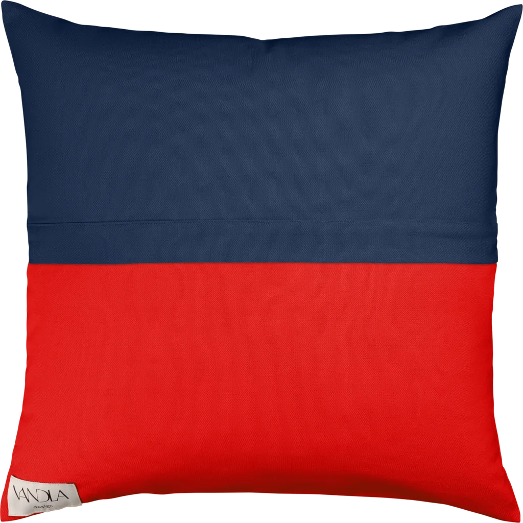 Modulare Kissenhülle Farbkombinationen mit Marine in Marine+Rot Blau+Rot von Vandla design Größe 50x50 cm