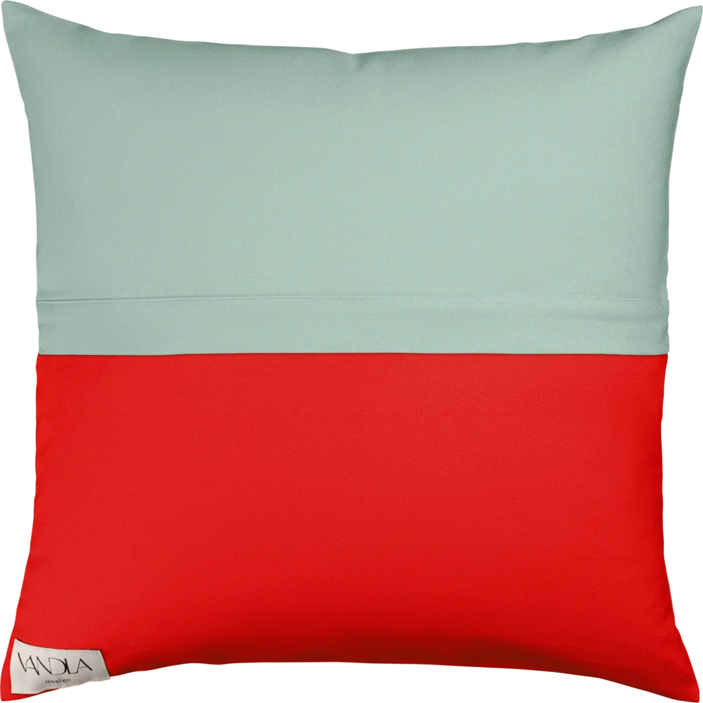 Modulare Kissenhülle Farbkombinationen mit Mint in Mint+Rot von Vandla design Größe 50x50 cm