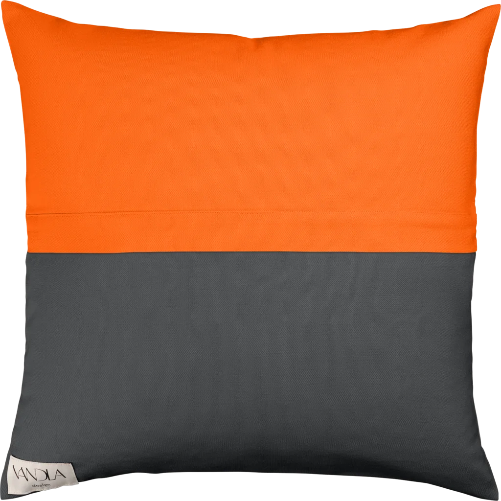 Modulare Kissenhülle Farbkombinationen mit Orange in Orange+Anthrazit von Vandla design Größe 50x50 cm