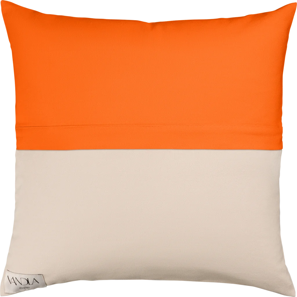 Modulare Kissenhülle Farbkombinationen mit Orange in Orange+Beige von Vandla design Größe 50x50 cm